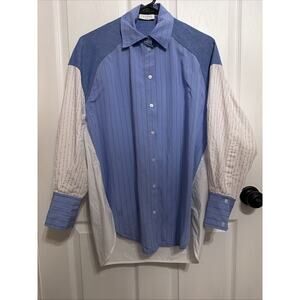 Sandro Paris Striped Patchwork Oversized Long Sleeve Shirt Blouse Top Size 1 S